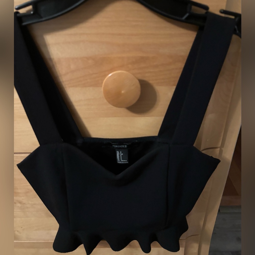 Forever 21 Black Peplum Crop Top